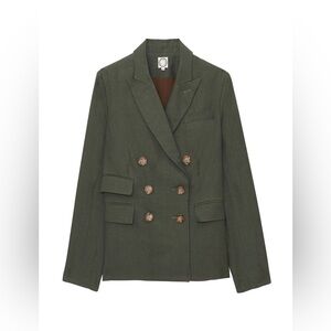 Ines De La Fressange Maurice jacket in dark green linen size 36
